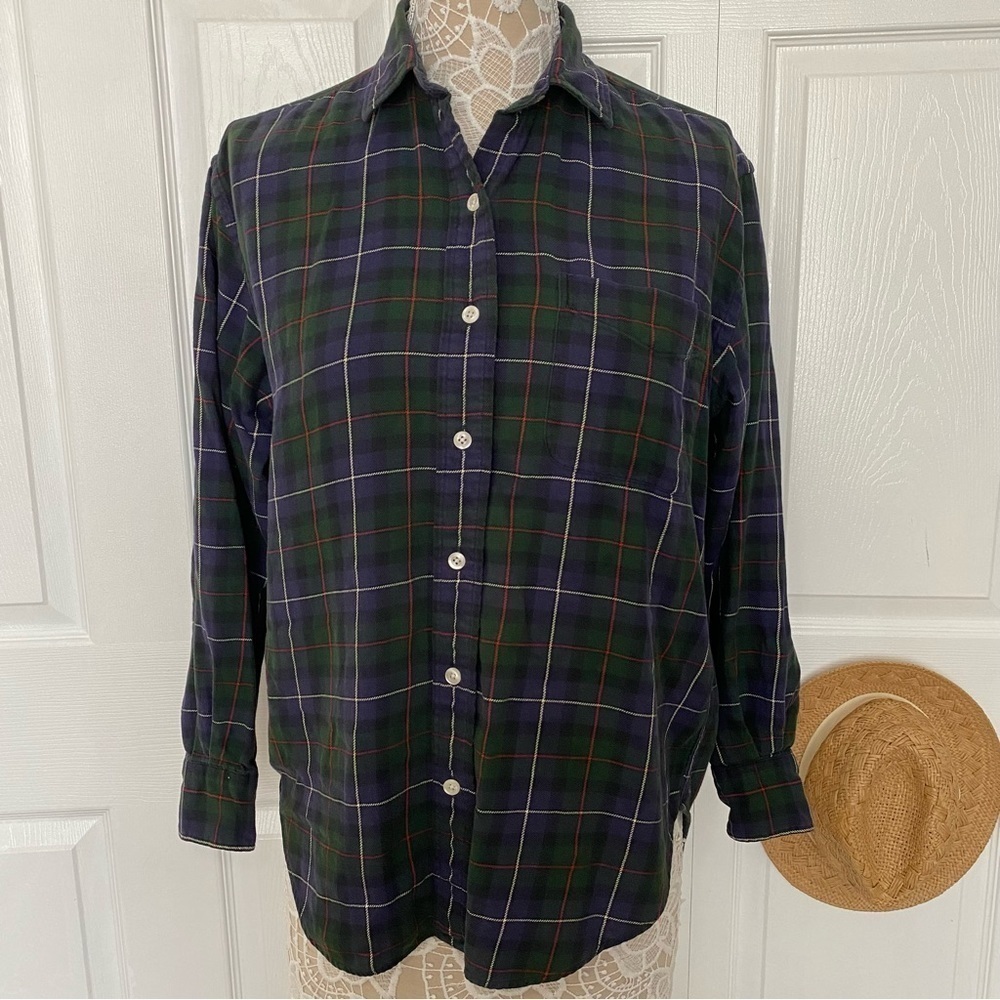 Brooks Brothers flannel button down shirt plaid green purple red size Small - Picture 1 of 12